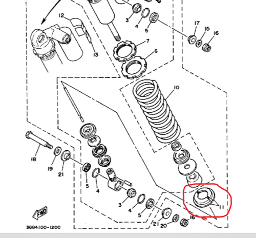 YAMAHA SHOCK SPRING SEAT GUIDE, YZ80, YZ125,IT175, IT200,TT250,XT250,YZ250,IT250 - Picture 3 of 3