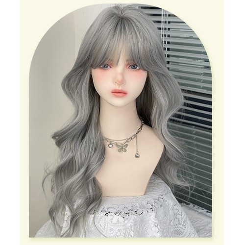 Air Bangs Grey Cosplay Wigs with Bangs Halloween Lolita Headband Wigs Carnival - Picture 4 of 12