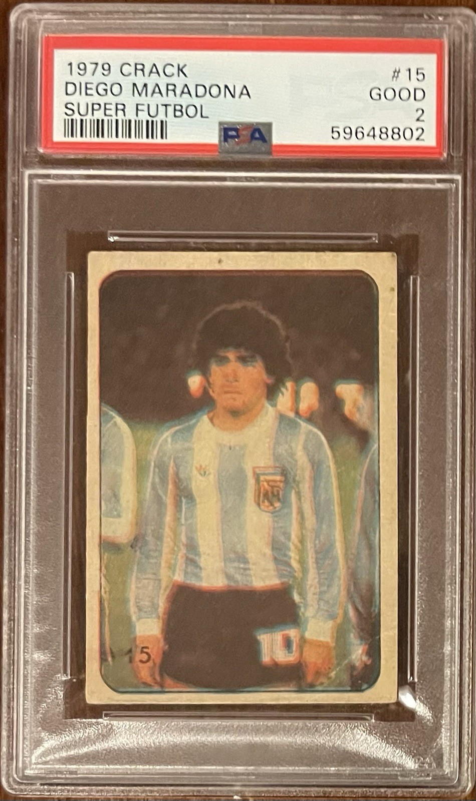 1979 Crack Super Futbol - Diego Maradona #15 PSA 2 view 3