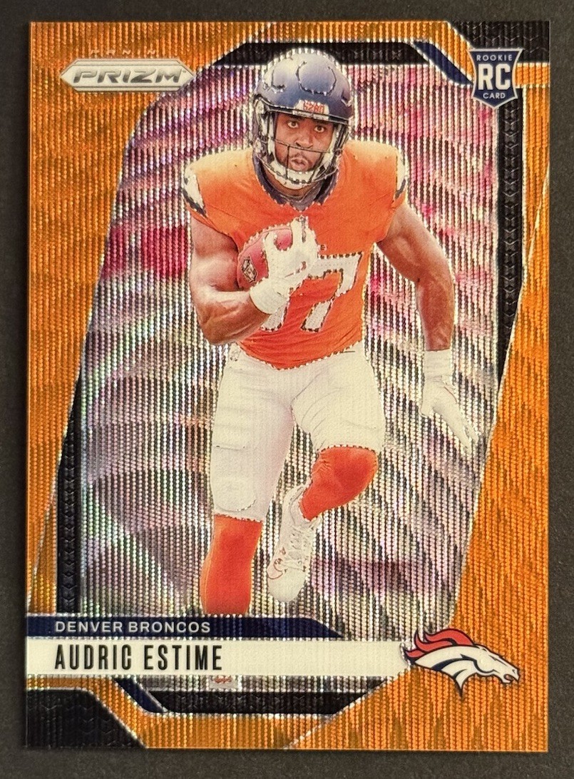 2024 Panini Prizm Audric Estime Orange Wave /60 Rookie RC #306 Denver Broncos