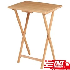 Folding TV Tray Table Indoor Portable Rubberwood Lightweight No Assembly Compact