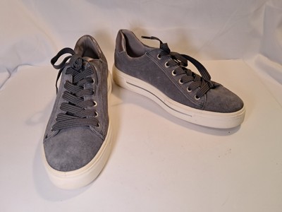 Ara Camden Size 7.5 US/5 UK Comfort Suede Gray High Soft Lace Up Sneakers