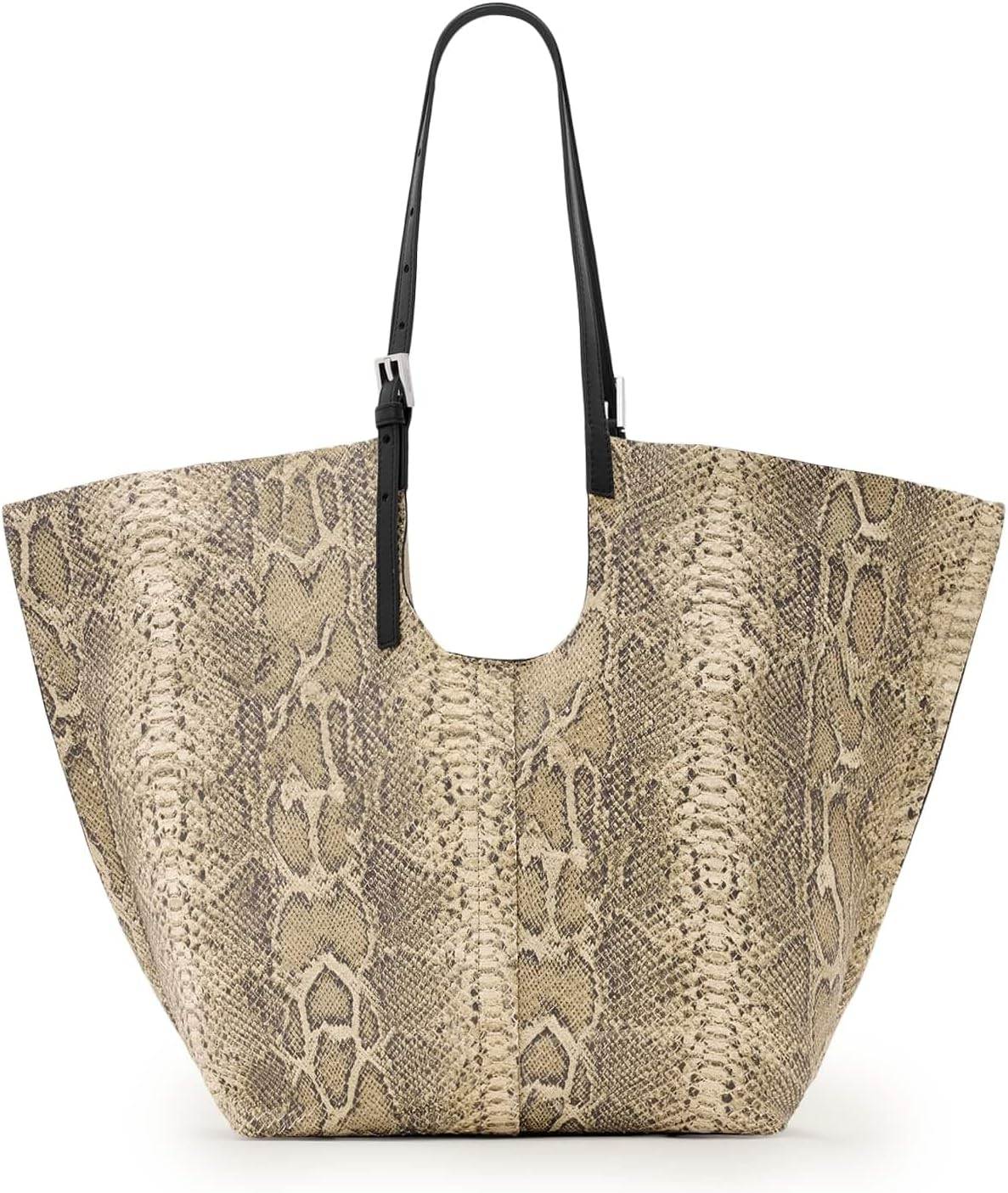 Ara Snake Tote Bag - Chic East/West Design in Elegant Desert White