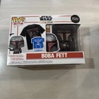NEW Funko Pop and Tee Star Wars The Mandalorian METALLIC Boba Fett #462 L Shirt