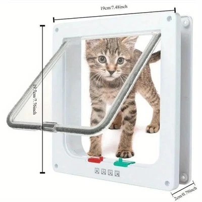 Universal Fit Pet Door Locking Medium Large Dog Cat Flap Magnetic 4 Way