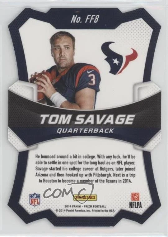 2014 Panini Prizm Fresh Faces Tom Savage #FF8 Rookie RC - Image 2 of 2