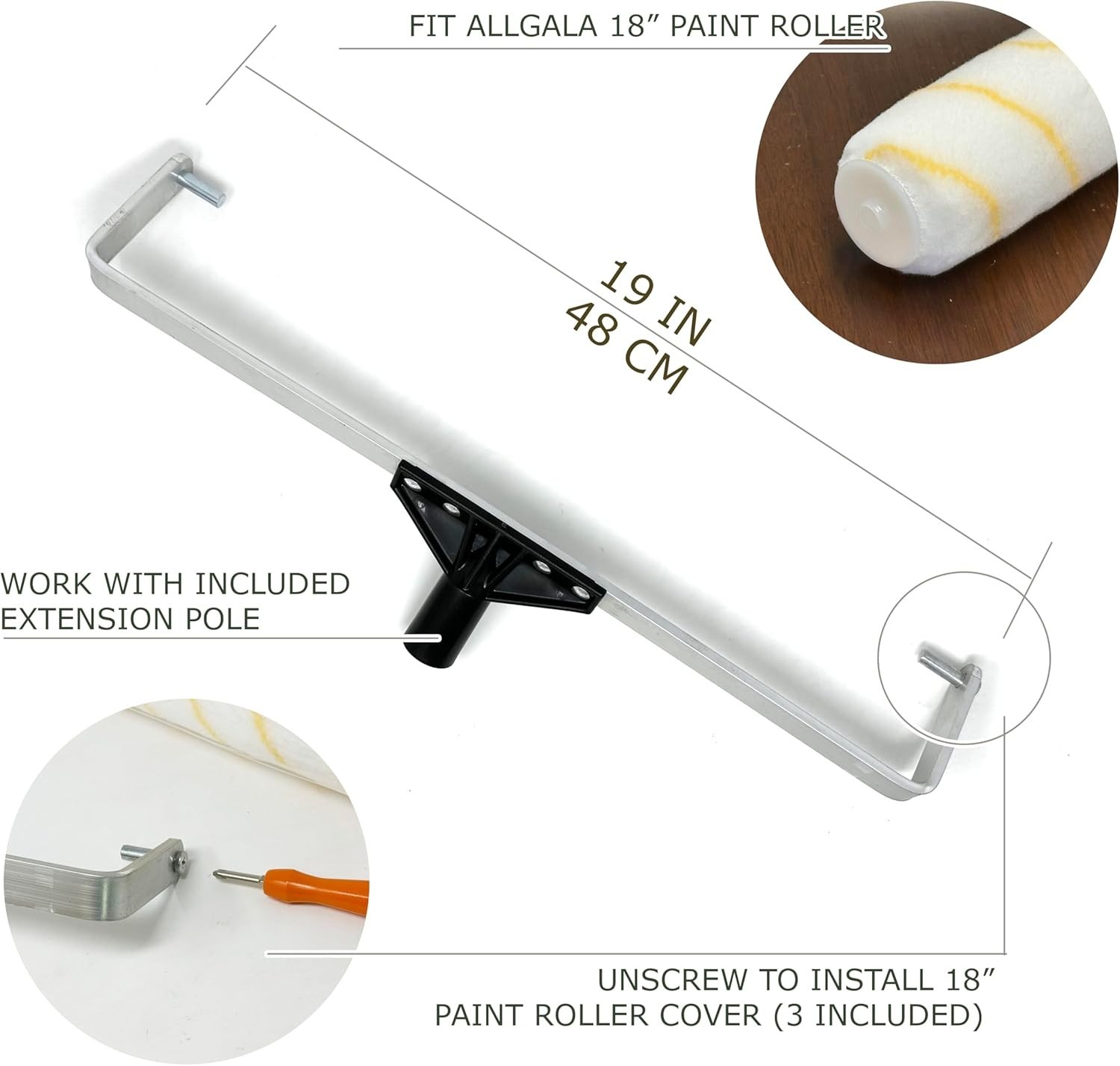 18 Inch Painting Roller Kit Pro Grade 10 PC Set Paint Tray and Liner, Rollers...