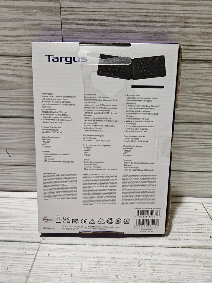 Teclado Plegable Inalámbrico Targus Ultra Compacto Bluetooth Windows iOS Android Foto 2 de 2