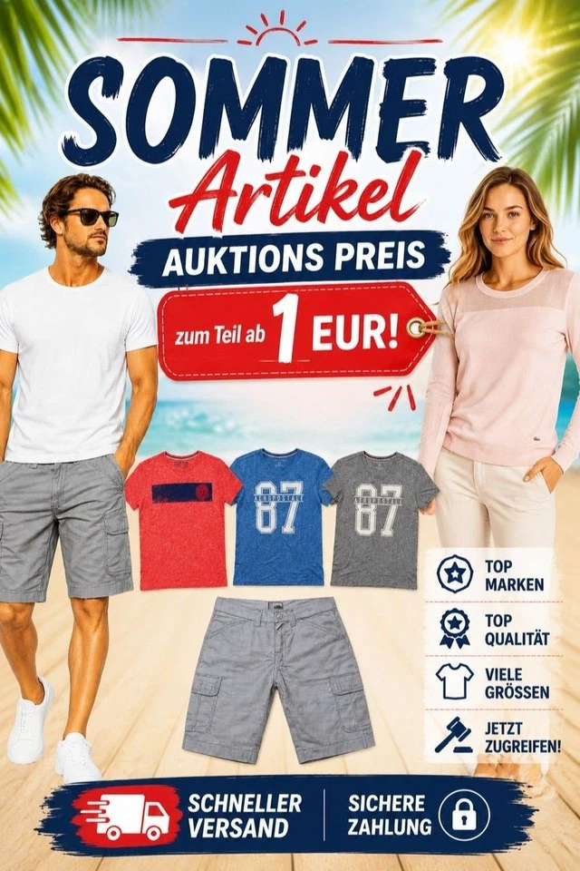 ☀️ Sommer Auktionen – Top Marken & Sommermode ab 1 € | Jetzt live sparen!