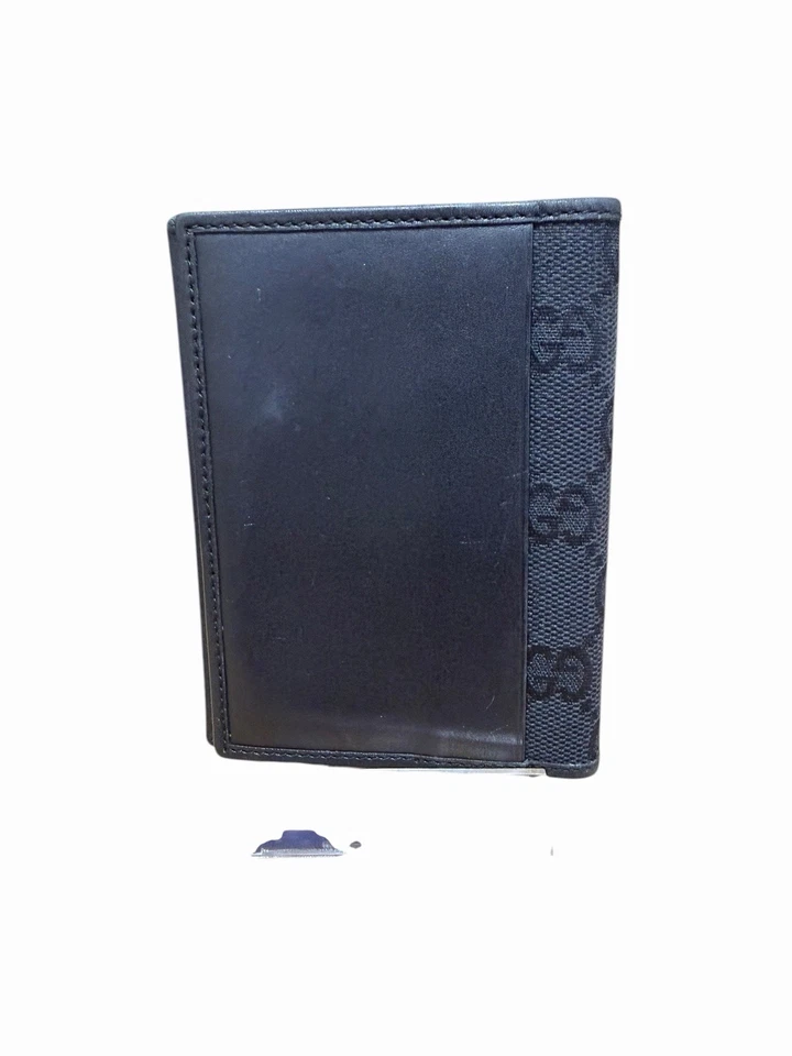 Porta-Cartões Gucci Preto GG Monograma Lona Bi-Fold - Compacto (4x3 Polegadas) - Imagem 2 de 4