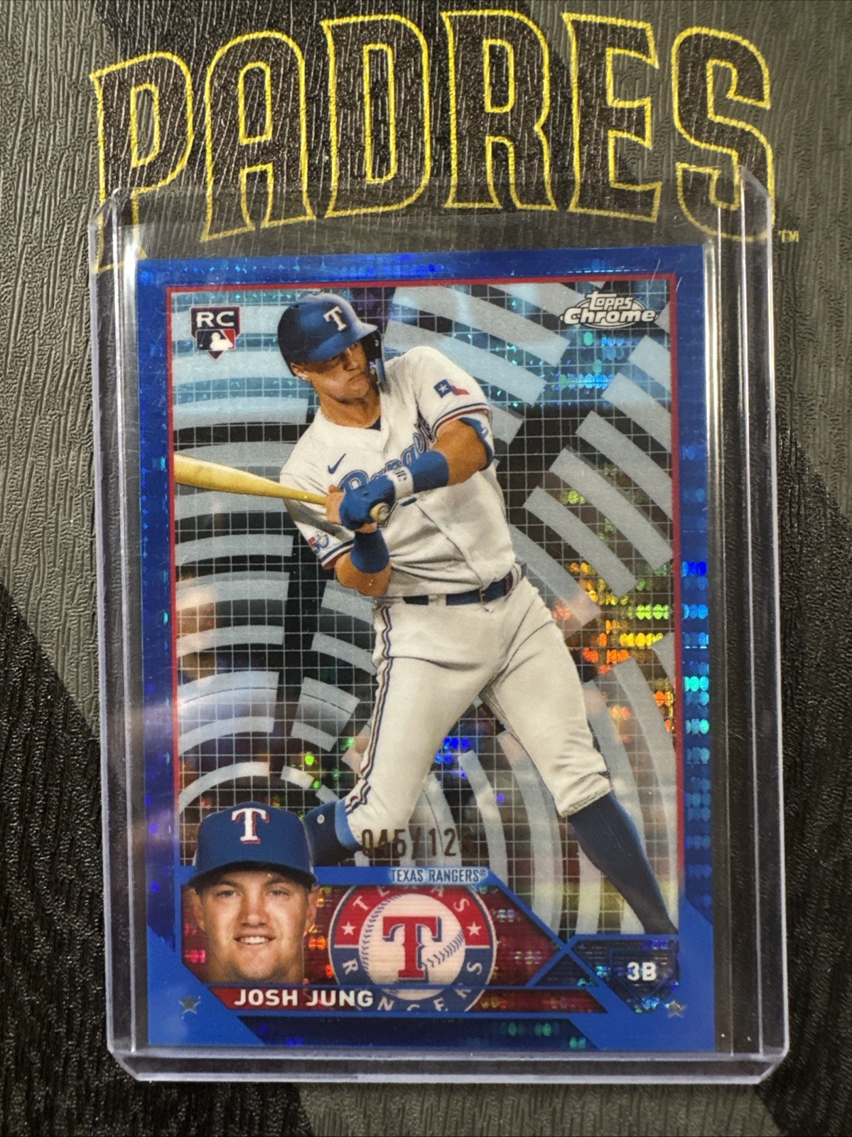 2023 Topps Chrome Josh Jung Blue Sonar Refractor RC Rookie #93 045/125 Rangers