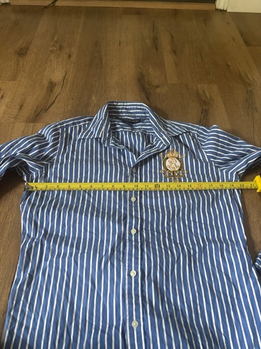VTG 80's Ralph Lauren Sport Women's Size 14 Shirt Button Up Crest Navy Striped - Picture 5 of 7