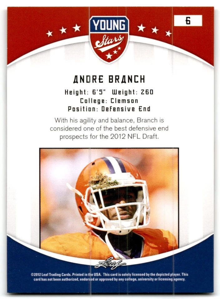 2012 Leaf Young Stars #6 Andre Branch - Image 2 of 2