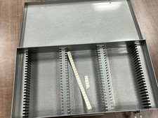 Vintage Brumberger Photo Slide Coin Metal Case. 75 Slide Slots Are 4  Wide x 2  T