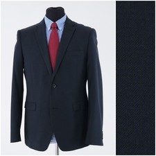 Mens Dark Blue Blazer 40R UK Size ESPRIT Sport Coat Check Jacket