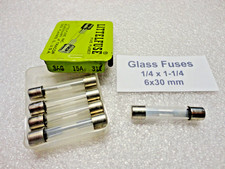 15 Amp Fast Blow Glass Fuses, 6 x 30mm 1/4 x 1-1/4 250 Volts, USA Fast Ship