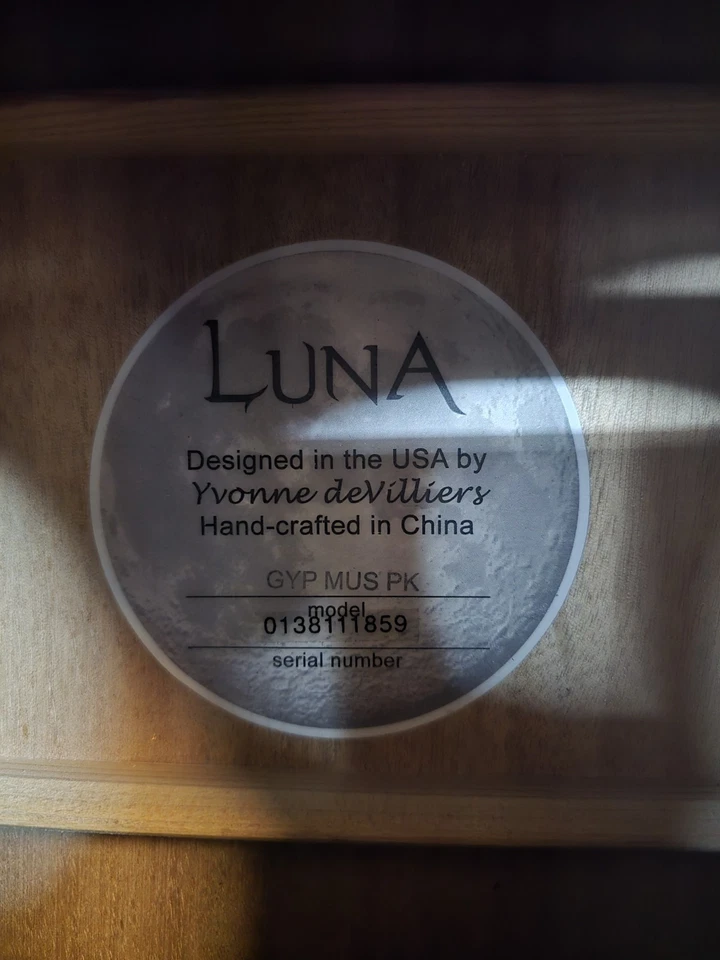 Luna Gypsy Muse PK Dreadnaught Acoustic Guitar with Case - Image 3 of 4