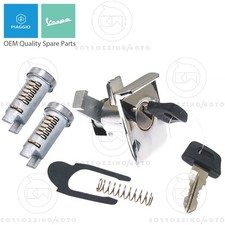 KIT SERRATURE COMPLETE 3 CILINDRETTI CROMATA VESPA PX 125 150 200 MILLENIUM