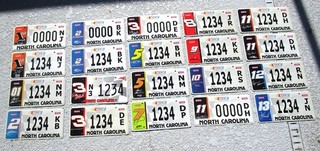 20 NORTH CAROLINA NASCAR SAMPLE LICENSE PLATES 2010 NR B