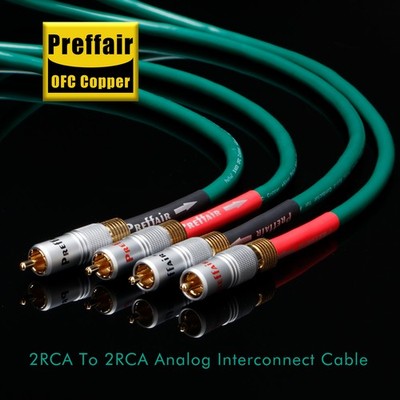 Pair 7N OFC Copper RCA Cable 24K Gold Plated Plug Hi-Fi Audio Interconnect Wires