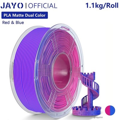 JAYO 1.1KG PLA Matte Dual Color Red-Blue 3D Printer Filament 1.75mm Matte Finish