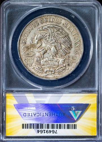 1968-Mo 25 Pesos Mexican Fire Dancer Type 1 AU 58 ANACS # 7649164 + Bonus - Picture 2 of 2
