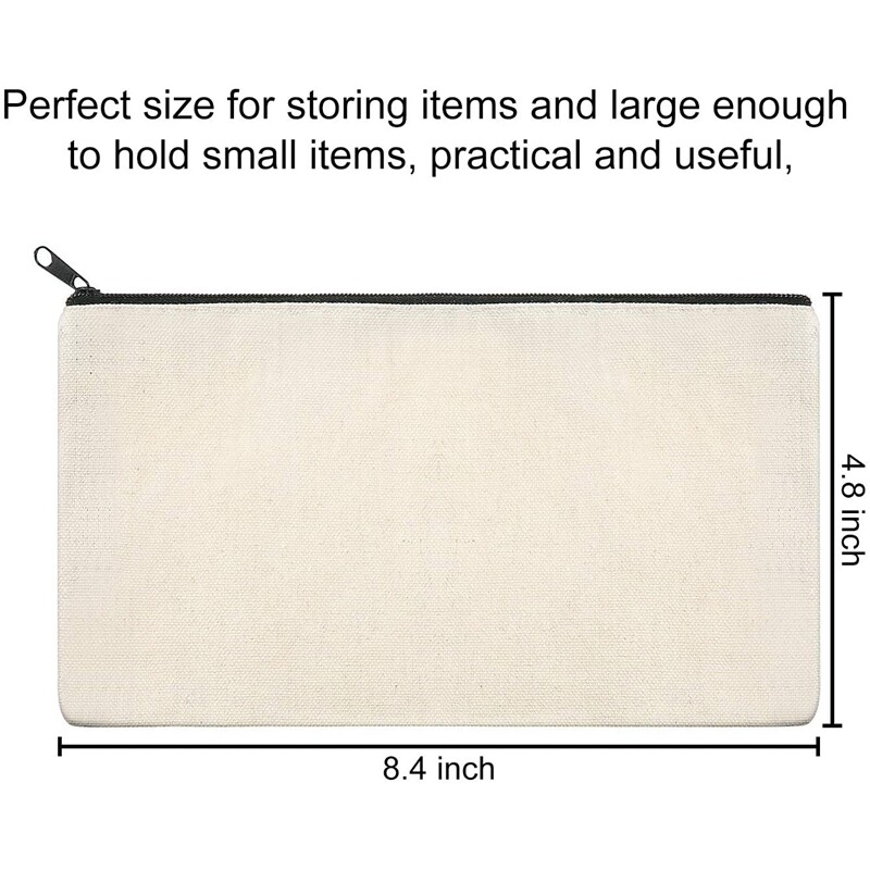40Pcs Canvas Zipper Bag Pencil Case Cosmetic Bag Blank Bag DIY Craft
