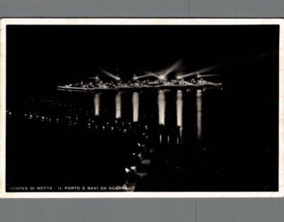 Genoa di Notte il Port e Navi da Guerra 1940 F. small shipped