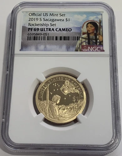2019 S $1 NGC PF69 ULTRA CAMEO MARY GOLDA ROSS ROCKETSHIP SET SACAGAWEA DOLLAR