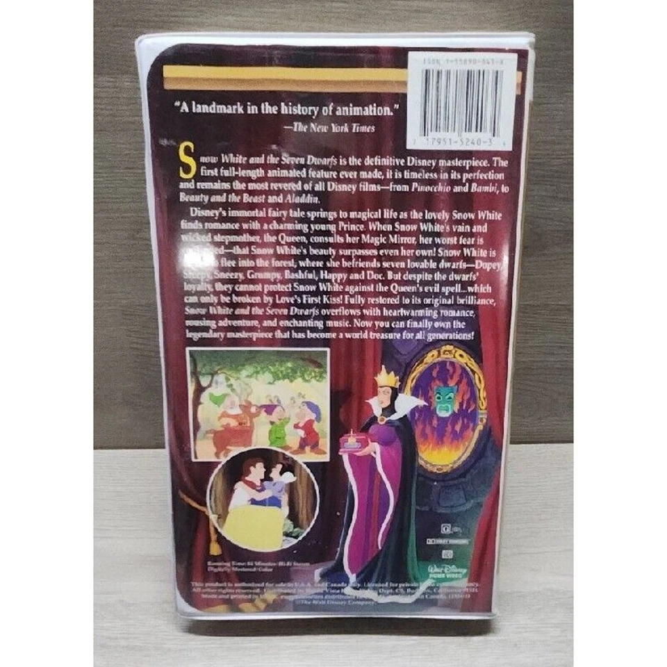 Snow White and the Seven Dwarfs Disney Masterpiece Collection VHS Clam Shell - Image 2 of 4