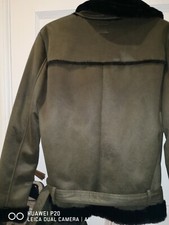 Beautiful Green Faux Suede, Fur Lined Biker Jacket. Size 8 £40.00 ...