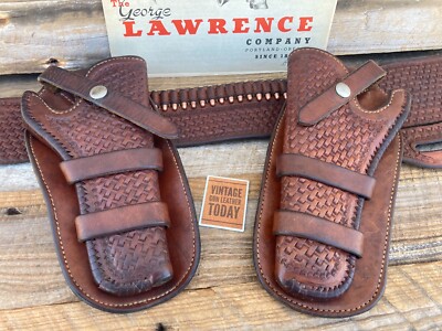 Sacoches De Selle Vintage George Lawrence En Cuir Et Tissage Vannier Pour Cheval - Occasion