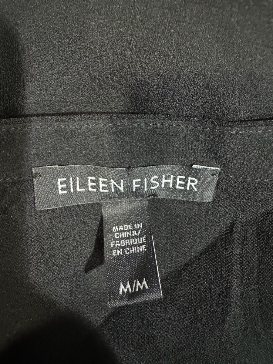 eileen fisher colorblock silk tunic dress EILEEN FISHER 100% Silk BalletNK long sleeve shirt dress womens small