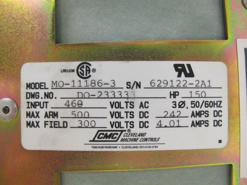 CMC Pacemaster 6 MO-11186-3 150 HP DC Drive Cleveland Machine Controls 460 V AC - Picture 2 of 12