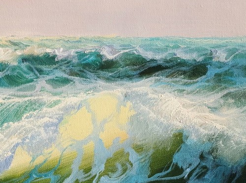 Ocean Wave - #5E-BS 10, 36x24, 100% Hand Painted Oil Painting on Canvas, - Picture 5 of 6