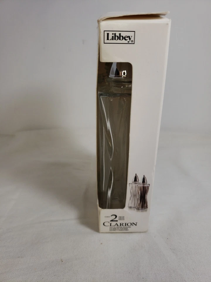 Saleros y pimenteros de vidrio Clarion de Libbey “Hermoso conjunto” nuevos Foto 4 de 4