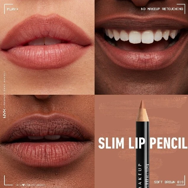 NYX Slim Lip Liner Pencil color Soft Brown SPL819 0.04 oz Brand New | eBay