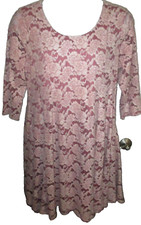 TORRID Dress Size 2 (2X 18/20) Pink Lace Mauve Lining Round Neck Fit & Flare NEW