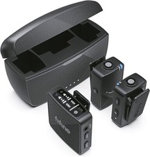 FIFINE Wireless Lavalier Microphone for iPhone/Android/Camera 2 Pack Cordless