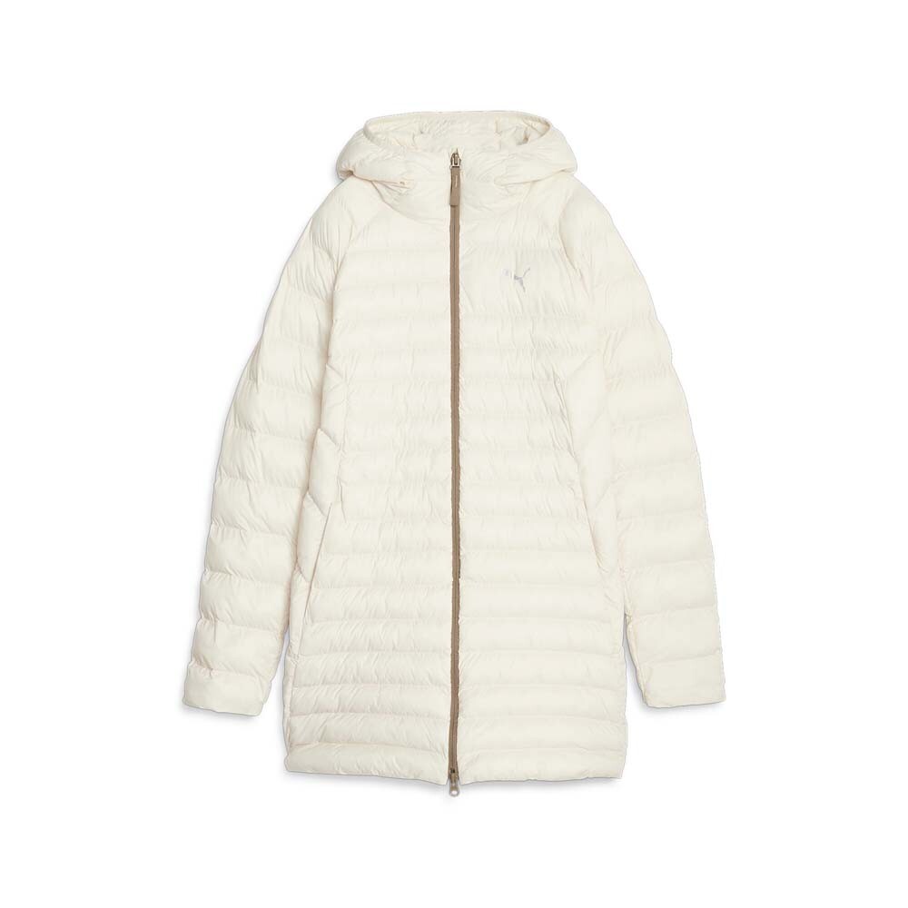 Женская белая повседневная спортивная куртка Puma Packlite Primaloft с длинным капюшоном на молнии