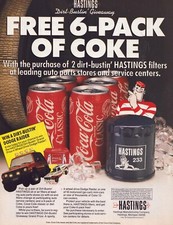 Vintage 1987 Hastings Filters And Thrush Super Sonic Ii Mufflers Print Ad Coke