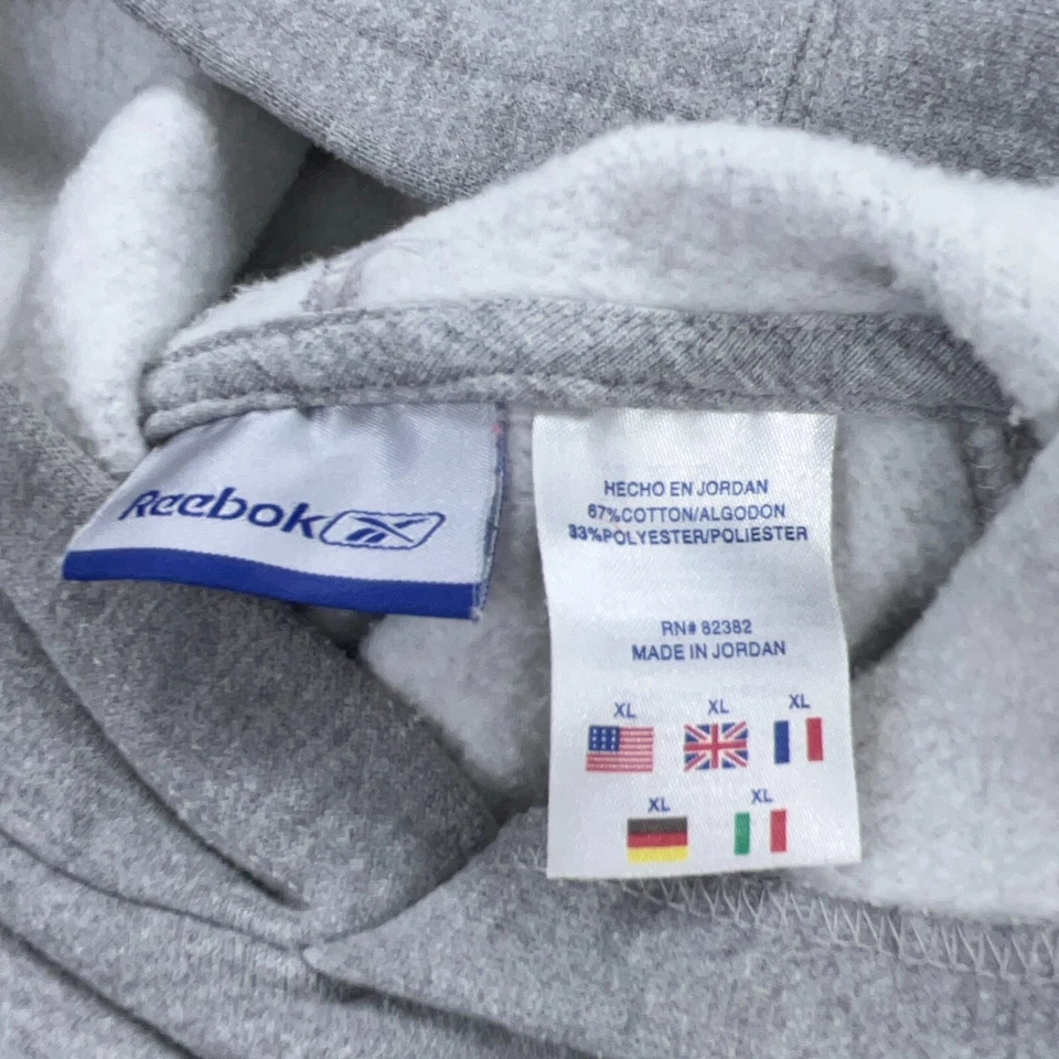 Sudadera con capucha vintage Reebok para mujer XL gris azul suéter Y2K 00s logotipo central Foto 3 de 4