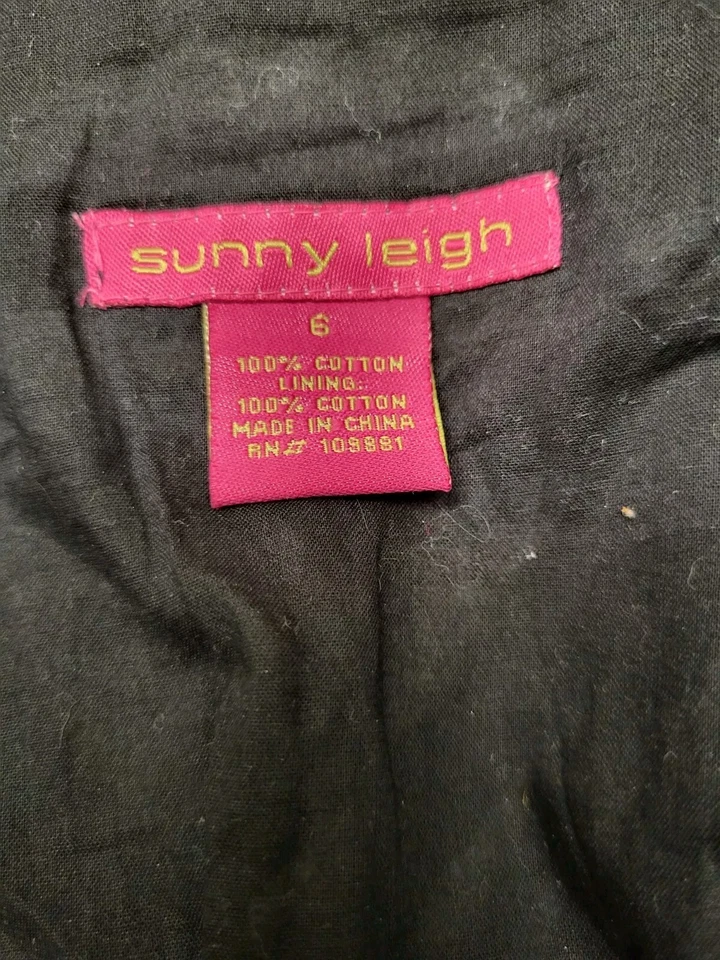 VTG Sunny Leigh Women's Sz 6 Red Black White Aztec Wide Flare Cotton Lined Skirt - Image 3 of 4