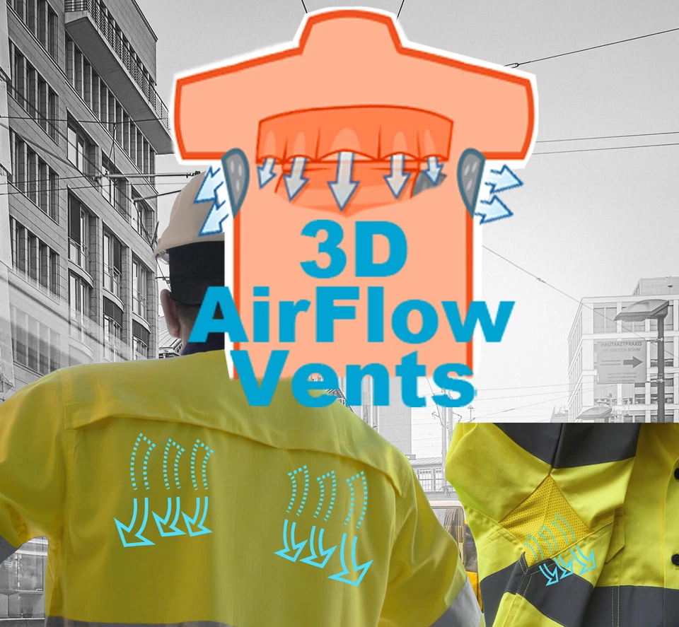 5x Hi Vis Work Shirts, Long sleeve cotton workwear  Orange Yellow Reflective - image 2 of 4