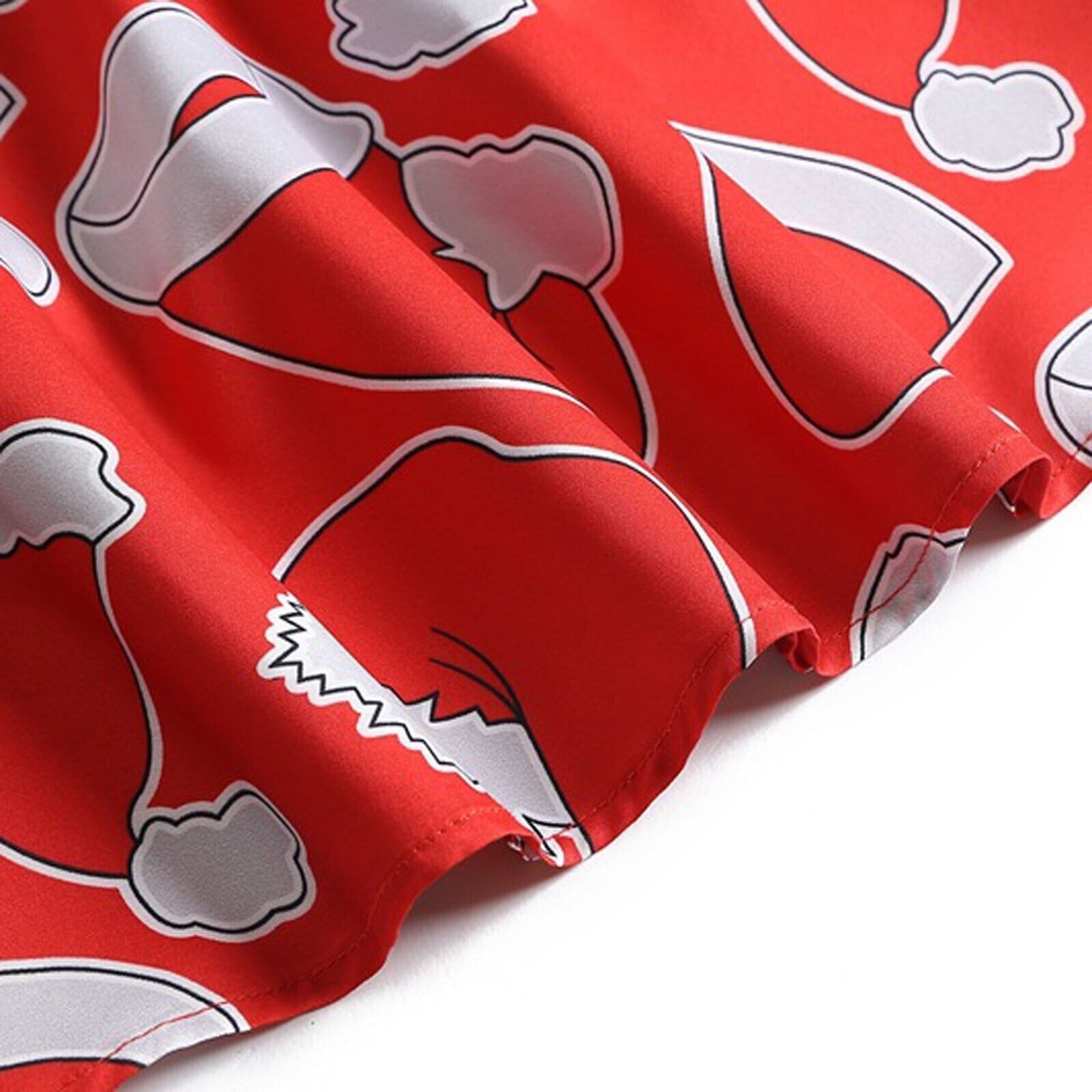 Women's Christmas Sleeveless Sexy Halter Neck Santa Print Dress Party