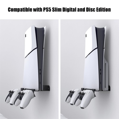 Wall Mount Bracket for PS5 Slim Console Metal Storage Base with Controller Hook - Picture 2 of 7