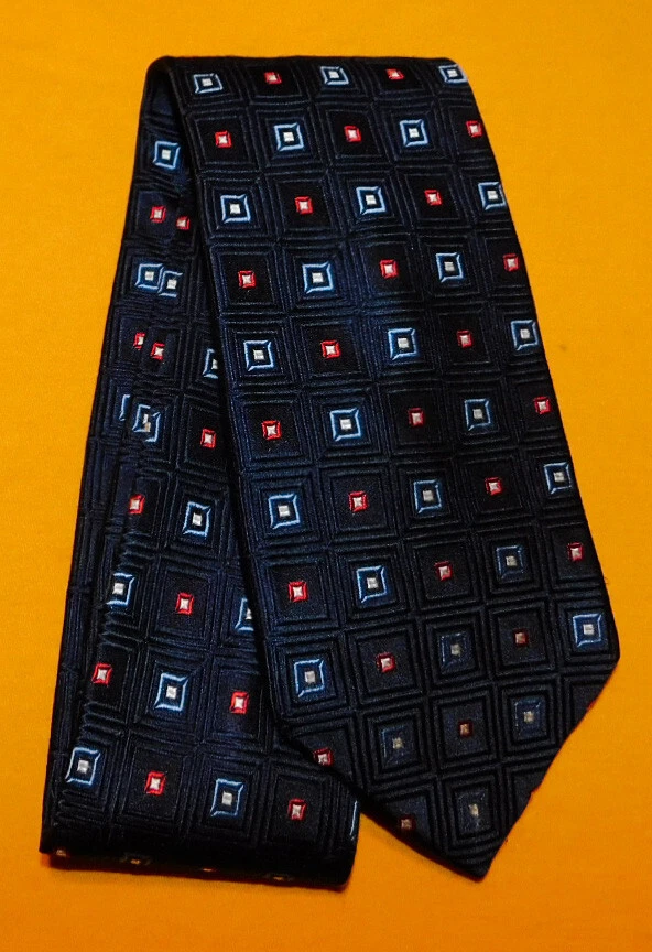 JOSEPH & LYMAN MADE IN U.S.A. AZUL/BLANCO/ROJO CUADRADOS MOTIVO CORBATA - CORBATAS DE DISEÑADOR. Foto 2 de 3