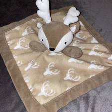 Levtex Baby Deer Plush Lovey Security Blanket Buck Antlers Reindeer Brown Plush