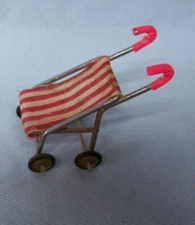 DOLLHOUSE FURNITURE Concord Miniatures Vintage 2.25" Toyland Metal Stroller (A1)