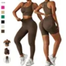 2 Piece Women Workout Set Sports bra and shorts.